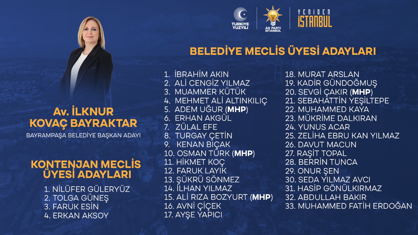AK PARTİ BAYRAMPAŞA'NIN LİSTESİ BELLİ OLDU