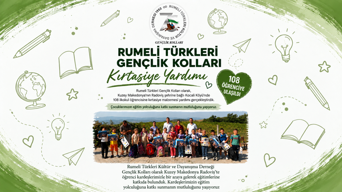 Rumeli Türkleri Derneği Gençlik Kollarından Makedonya'daki öğrencilere kırtasiye desteği
